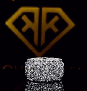 Anillo de Moissanita con Corte Ovalado en Forma de Corazón, Engaste Pavé, Oro Blanco 925, Joyería Iced Eternity Bling para Mujer, Regalo - Product Image 1