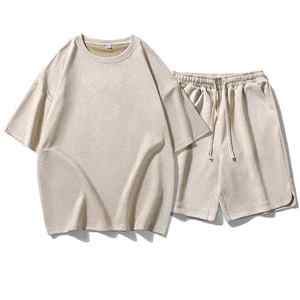 Vêtements de sport deux pièces en coton respirant pour hommes, survêtement d'été à la mode de rue avec t-shirt surdimensionné et short, ensemble de vêtements d'extérieur - Product Image 3