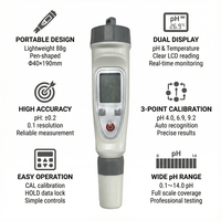Testeur de pH numérique portable LPH-101 ATC avec calibration 3 points, analyseur de qualité de l'eau, du vin et de la bière, OEM ODM