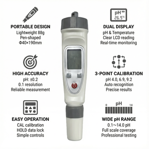 उच्च सटीकता डिजिटल <span class=keywords><strong>ph</strong></span> मीटर पेन टेस्टर एटीसी फ़ंक्शन 3 बिंदु ऑटो कैलिब्रेशन 0-14 <span class=keywords><strong>ph</strong></span> लैब शराब बनाने वाली शराब का निर्माण ओम LPH-101 - Product Image 3