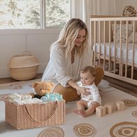 Organisateur de couches pour bébé KUYUE, paniers de rangement en corde de papier, bac de rangement pour la crèche avec séparateur amovible, organisateur de voiture portable.
