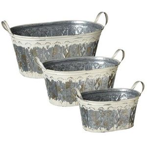 Bac à fleurs galvanisé rustique de grande taille pour ferme jardin patio utilisation extérieure pots de fleurs en métal robustes durables - Product Image 4