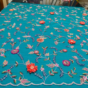 Filet perlé de luxe africain nigérian tissu de dentelle lourd perlé brodé filet pour vêtements fête style licou été droit - Product Image 1