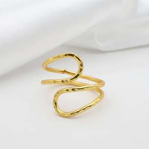 Minimalist Brass Wire <b>Ring</b> 18k Gold Plated Geometric <b>Statement</b> Wholesale <b>Ring</b> For Women+ - Product Image 5
