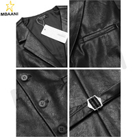 Herren Leder-Anzugweste Slim Fit Casual Western Weste Jacke Leichte V-Ausschnitt Anzugweste