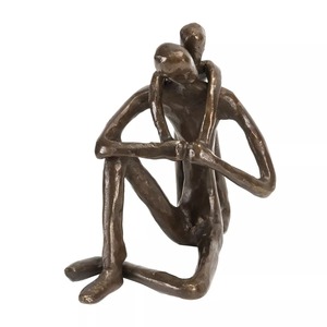 Enfant et père Bond artistique Sculpture humaine en laiton Antique finition Table objet décoratif Accent décor à la maison produit - Product Image 6
