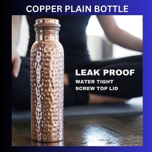 Botella de agua de cobre puro hecha a mano, duradera, a prueba de fugas, sin BPA, con artesanía tradicional india para acampar, salud y bienestar - Product Image 2