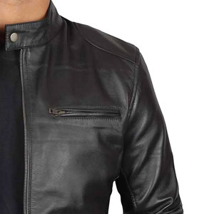 Customized Logo Printed Vintage Premium Quality <b>Men's</b> <b>Leather</b> <b>Jacket</b> with Stand Collar and Stylish Pocket Design <b>jacket</b> for <b>men</b> - Product Image 6