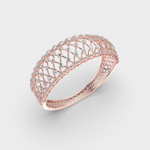 Pulsera de Diseño con Diamantes en Forma de Pera y Redondos, Certificada por IGI, en Oro Amarillo/Blanco/Rosa de 9K - Product Image 2