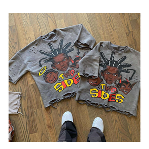 เสื้อยืดพิมพ์ลายวินเทจเสื้อยืดผ้าฝ้ายซักกำหนดเองสำหรับผู้ชายผู้หญิงสไตล์สตรีทแวร์ - Product Image 4