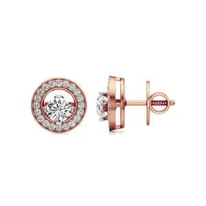 14k Gold <b>Moissanite</b> Chakra Halo Stud <b>Earrings</b> for Wedding Engagement Party - Product Image 3