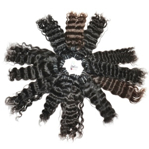 Extensiones de cabello humano indio alineado con cutícula Virgen sin procesar 100%, extensiones de cabello ondulado Natural de Color negro para mujeres a la venta - Product Image 4