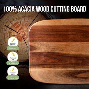 Rectangle Acacia <b>Wood</b> Cutting Board 1.5cm Thick Dishwasher Safe Reusable Sustainable Rosewood Home Commercial Chopping <b>Block</b> - Product Image 3