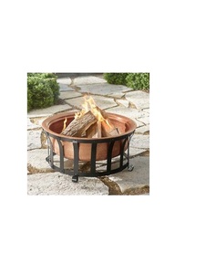 หลุมไฟทองแดงและเหล็กทรงกลมพร้อมโครงสร้างฐานศิลปะสำหรับใช้ในสวนหลังบ้านแบบชนบทหรือแบบโบฮีเมียนที่ทันสมัย - Product Image 1