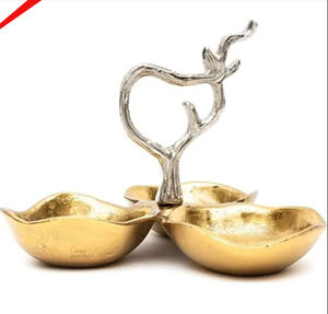 Cuenco de chocolate de rama plateada con acabado dorado de calidad superior para servir comida - Product Image 1