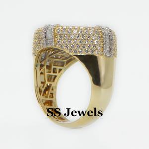 Bague personnalisable en argent 925 plaqué rhodium, style hip-hop, sertie de moissanite VVS en grappe circulaire baguette, pour hommes et femmes - Product Image 4