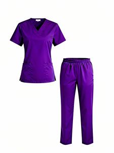 Uniforme médical de qualité supérieure en gros, col en V, tenue de travail pour infirmières, ensemble de blouses médicales à manches courtes pour l'été, blouses d'hôpital - Product Image 6