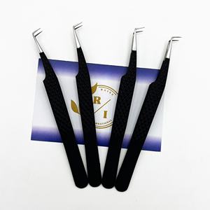 Pince à cils en acier inoxydable mince à 90 degrés de marque privée ventilateurs de pointe de volume de fibre d'extension de cils écologiques - Product Image 3