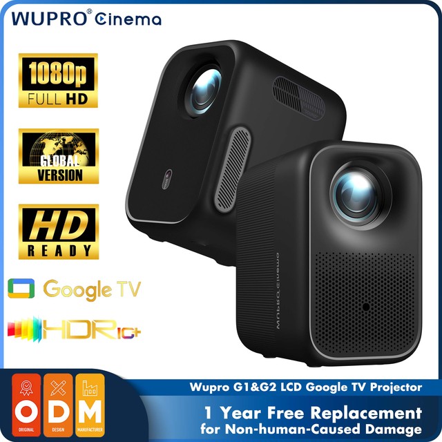 Wholesale Wupro G1/G2 Smart LCD Mini Projector 320 ISO Lumens WiFi BT5 1920 x 1080p Full HD 2+16GB Gooogle TV Portable Projector