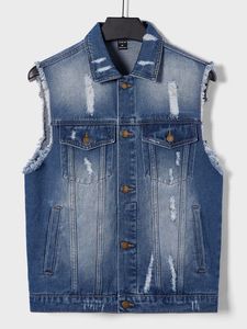 Chaleco de mezclilla para los hombres y mujeres modernos Casual Vintage elegante Chaleco de mezclilla armario esencial desgastado sin esfuerzo estilo fresco - Product Image 4