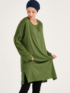 Top de manga larga con cuello redondo para mujer, blusa larga con etiqueta personalizada para mujer, de alta calidad - Product Image 4