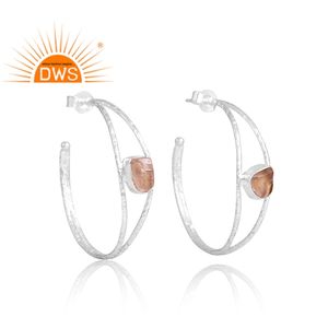 Vente chaude en argent Sterling naturel Rose Quartz pierres précieuses boucle d'oreille bijoux personnalisés pour les femmes cadeau pour elle - Product Image 3