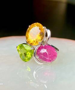 Anillo Clásico de Diseño Expansivo con Turmalina Multicolor, Joyería con Piedras Preciosas Auténticas, Vibrante, Energía Curativa para Mujer, Regalo, Uso Diario, Fiesta - Product Image 5