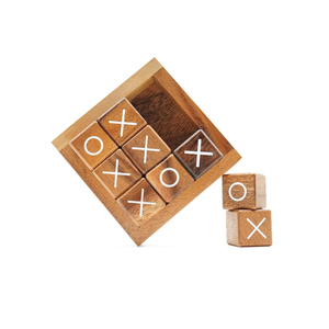 Juego de madera con incrustaciones de latón Tic Tac Toe con caja a precio barato para juego familiar y infantil con pulido - Product Image 2