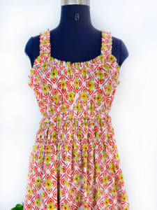 Vestido largo de estilo bohemio de algodón puro para mujer hecho a mano indio verano sin mangas ecológico y lavable - Product Image 4