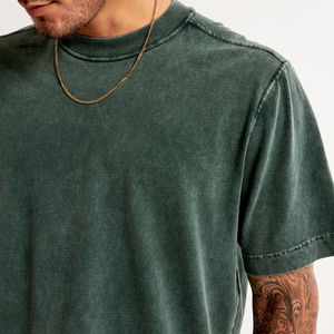 Vêtements d'extérieur T-shirts pour hommes T-shirt ample surdimensionné en coton Couleur unie T-shirts pour hommes sérigraphie personnalisés - Product Image 4