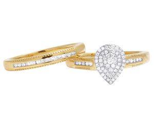 Conjunto nupcial de Halo en forma de pera, anillo de desgaste para fiesta de boda con plata de estrella S925 en anillo de compromiso elegante de diamante Moissanite - Product Image 4