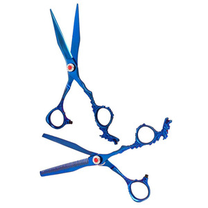 Kit de ciseaux de barbier à poignée Dragon Ciseaux de barbier à revêtement en titane bleu et à effiler Ciseaux en métal et acier de 5 pouces - Product Image 2