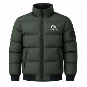 Chaqueta Acolchada de Invierno para Hombre GYM ACTIVE, con Capucha, Brillante, de Poliéster/Algodón, Cálida, Informal para Exteriores, con Logotipo Personalizado, OEM, ODM, Venta al Por Mayor - Product Image 1