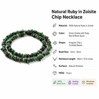 Collar de cuentas de zoisita rubí natural al por mayor con cadena de plata chapada en oro rosa, joyería de cristal de piedra curativa verde y roja para