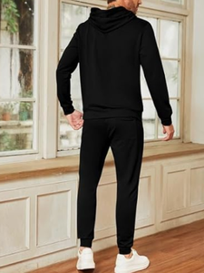 Wholesale Factory Rate Bulk Quantity <b>Mens</b> Cotton Heavyweight Hooded <b>Pullover</b> Hoodies Trouser Set Custom Logo Winter Tracksuits - Product Image 3