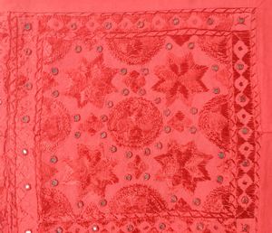 Colcha de algodón hecha a mano para decoración del hogar, India colcha bordada a mano, tamaño Queen, manta de trabajo con espejo - Product Image 1