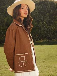 Algodón Suzani Chaquetas DE TRABAJO Bordado indio Hermoso algodón Suzani Abrigo corto para mujer - Product Image 4