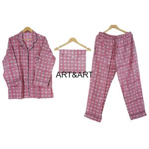 Ensemble de pyjama en coton à manches longues à imprimé floral respirant thermique grande taille pour demoiselle d'honneur pour adulte été - Product Image 6