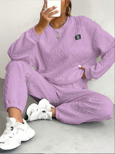 <span class=keywords><strong>Ensemble</strong></span> sweat-shirt et pantalon décontracté à manches longues en jacquard pour femme, nouvelle collection automne/<span class=keywords><strong>hiver</strong></span> 2025 - Product Image 6