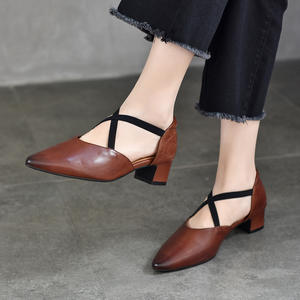 Sandales à talon bloc épais pour femme, à brides, bout ouvert, chaussures de soirée pour mariage, club et usage quotidien, chaussures à talons hauts - Product Image 2