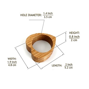 Anneau porte-serviette en bois fini naturel en forme de cœur brillant poli décoration de Table à manger et de café anneau de serviette - Product Image 5