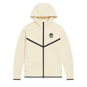 Conjunto Deportivo de Chaqueta con Capucha y Cremallera Completa y Pantalones Deportivos de Felpa Técnica para Hombre, Color Marfil, para Entrenamiento Atlético - Product Image 3