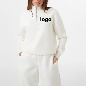 เสื้อฮู้ดดี้ผู้หญิงสำหรับฤดูหนาวแบบมืออาชีพ พิมพ์ลาย 3 มิติ บริเวณโลโก้ด้านหน้า ผ้าฟลีซ สตรีทแวร์ ทรงหลวมไหล่ตก - Product Image 5