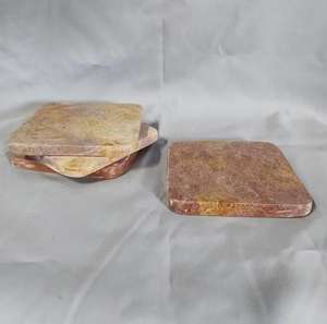 Natural Pink <b>Marble</b> Drink Coaster Set Minimalist Stone Coasters Modern Home Decor Coffee Table Accent - Product Image 2