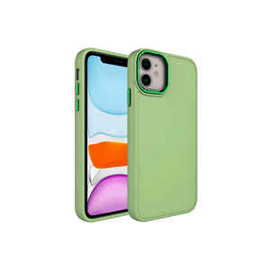 Coque Netzy SAFA Luna pour iPhone 11 Compatible 14 Plus 13 Pro Max, Housse en Silicone Vert avec Cadre Métallique et Boutons, Design Inspiré INS - Product Image 1