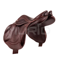 Nouvelle Selle de Dressage et de Saut d'Obstacles Anglaise de Luxe en Cuir Véritable avec Arceau en Bois, Confort Optimal, Quincaillerie en Acier Inoxydable, Tailles pour Chevaux