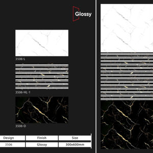 Carreaux muraux en céramique 300x600mm pour salle de bain et cuisine, finition brillante, mate, effet sucre, design mural intérieur luxueux, exportation mondiale - Product Image 1