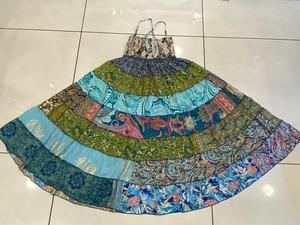 Falda de siete capas de seda de cintura alta para mujer, ropa de fiesta bohemia, Vestido largo de retazos, ropa de verano para dama de honor - Product Image 2