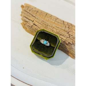 Navajo Handmade <b>Statement</b> <b>Ring</b> Kingman Turquoise & Sterling <b>Silver</b> for Everyday Wear Fine Jewelry with Inlaid Natural Stone - Product Image 3