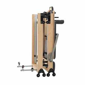 Reformer de Pilates de madera de roble duradera, plegable, rosa, con 6 resortes, plataforma de salto con asiento y almacenamiento, para entrenamiento de equilibrio vertical y fortalecimiento del core. - Product Image 2